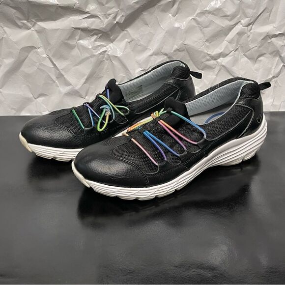 Nurse Mates Dash  Black Leather Slip On Nurse Sneakers Size 8.5M - Picture 3 of 16